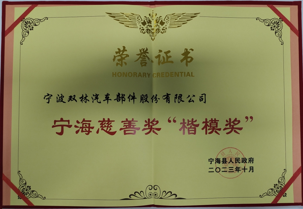 大奖国际荣获首批宁海慈善奖“楷模奖”